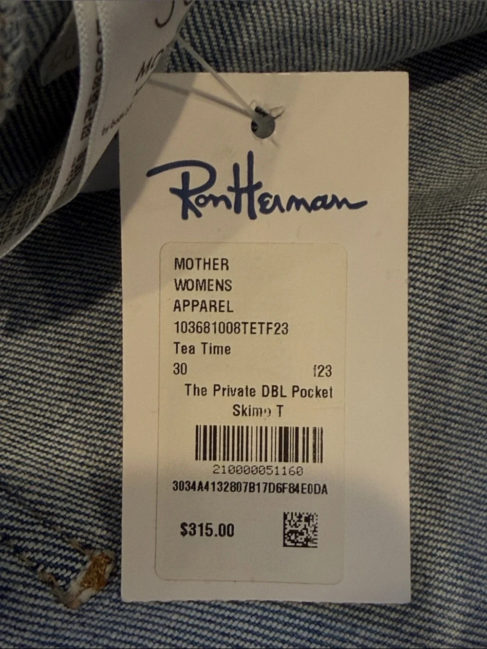 MOTHER Washed Light Blue Straight Jeans 30 NWT Double Pocket high waisted